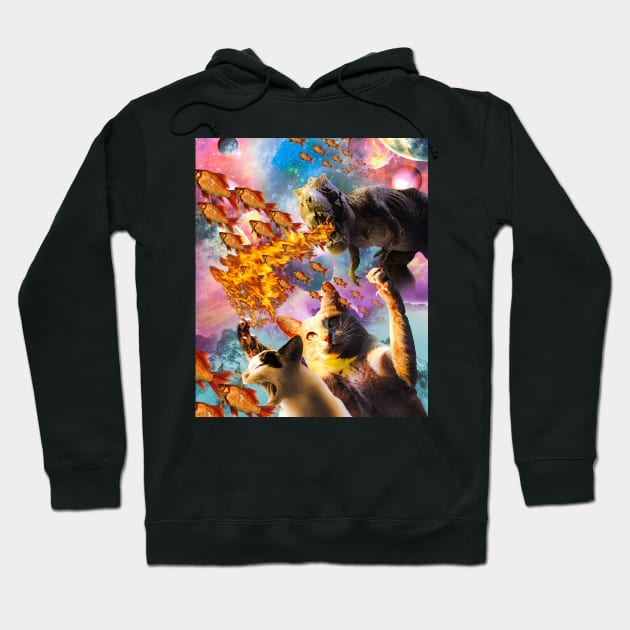 Fire Breathing Dinosaur, Cat In Space Hoodie by Random Galaxy